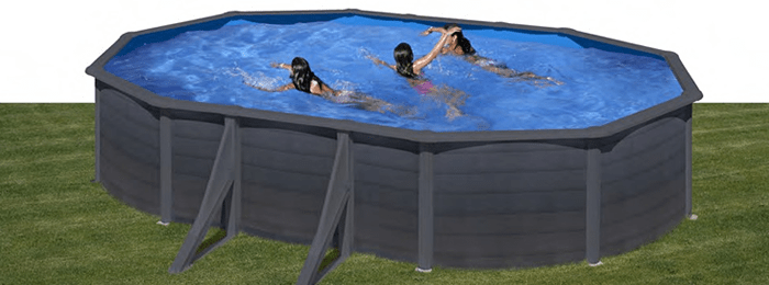 Piscine Gre Kea, forma ovale con contrafforti in decorazione Grafite Piscine Gre Kea