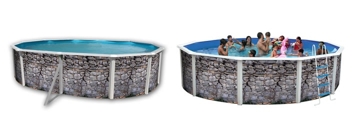 Piscine Toi Pietra Grigia, decorata con l’aspetto di un muro di castello Piscine Toi Pietra Grigia