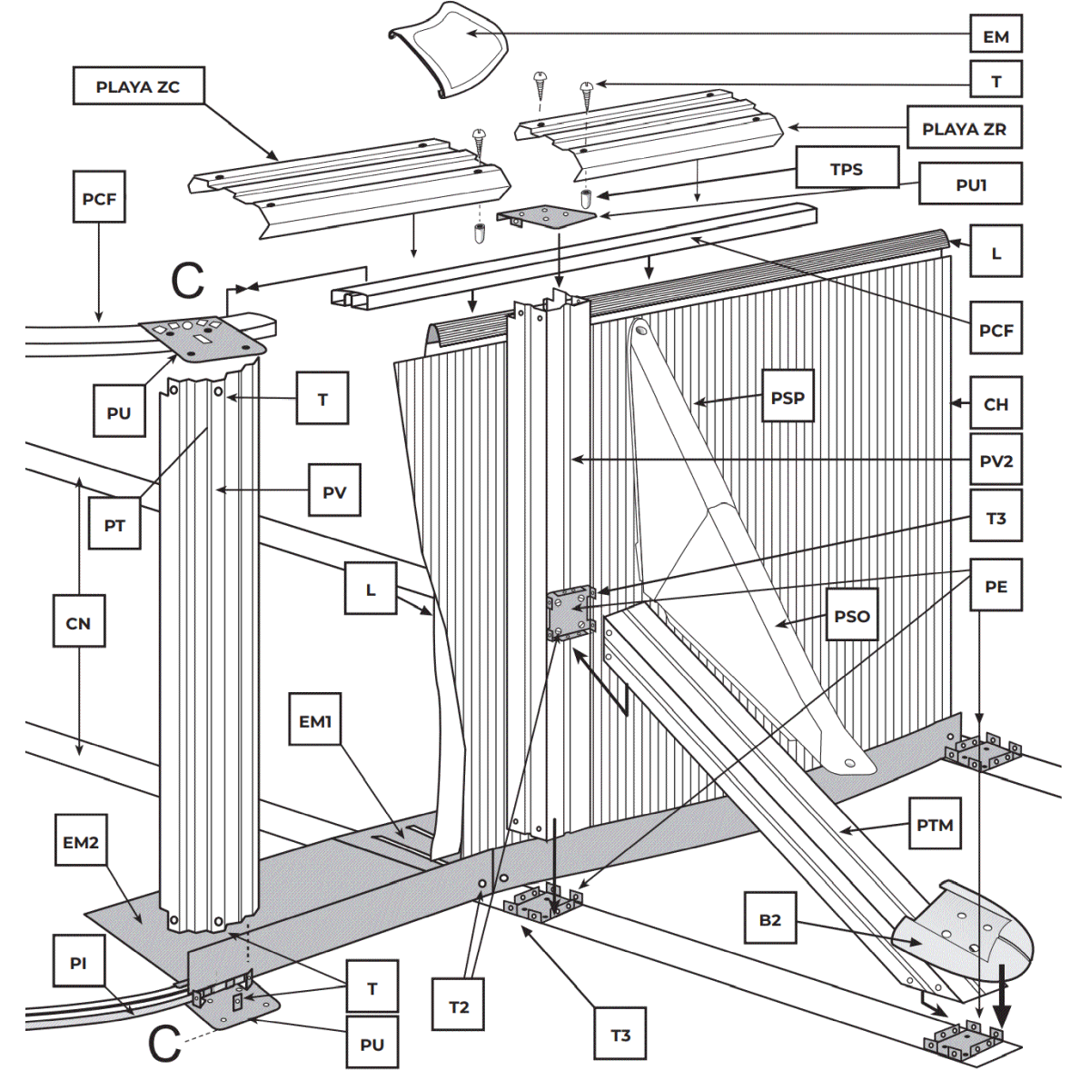 Pezzi di Ricambio Piscine Ovali Bianche con Pali da 120 cm