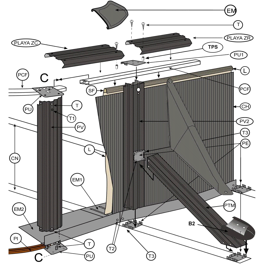 Pezzi di Ricambio Piscine Ovali Finto Grafite con Pali da 120 cm