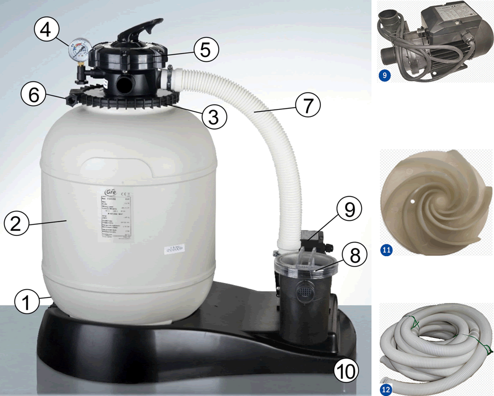 Pezzi di Ricambio Filtro a Sabbia Gre FA6050