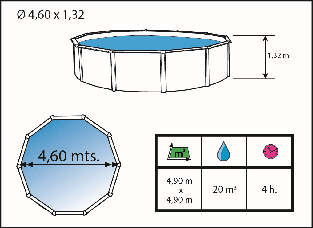 Piscina Toi Antracite Magnum Compact 460x132 cm 8940
