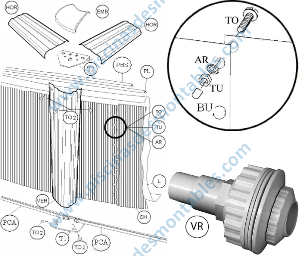 Ricambi Piscine Toi 350x120 cm