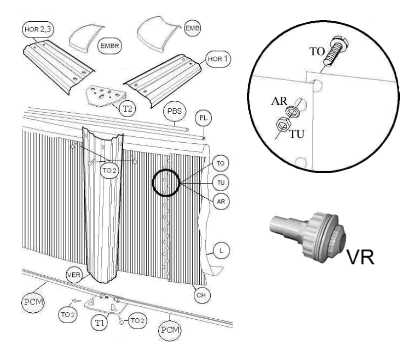 Ricambi Piscine Toi 550x366x120 cm