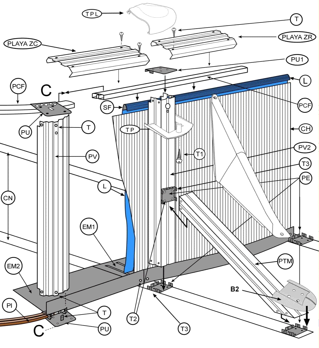 Pezzi di Ricambio Piscine Ovali Bianche con Pali da 132 cm