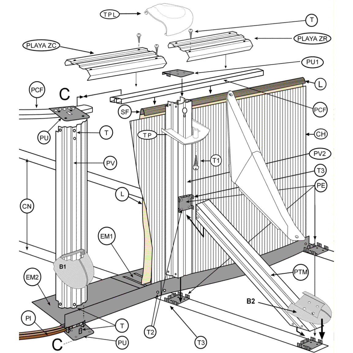 Pezzi di Ricambio Piscine Ovali Finto Grafite con Pali da 132 cm