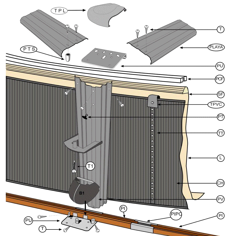 Pezzi di Ricambio Piscine Rotonde Finto Grafite da 132 cm
