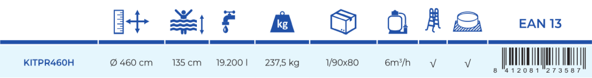 Piscina Gre Fusion 460x135 KITPR460H
