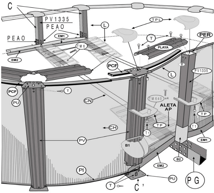 Pezzi di Ricambio Piscine Ovali in Finto Vimini con Sistema Omega da 132 cm