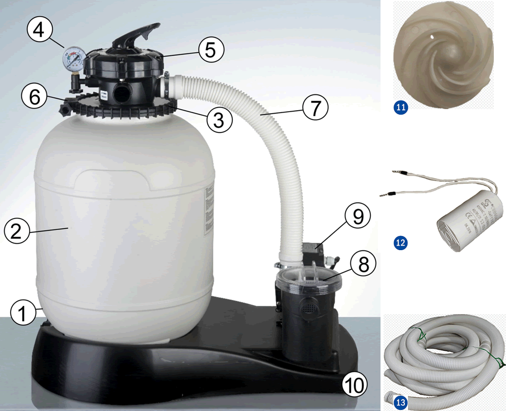 Pezzi di Ricambio Filtro a Sabbia Gre FA6040