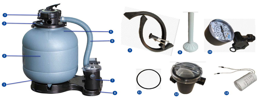 Pezzi di Ricambio Filtro a Sabbia Gre FS400