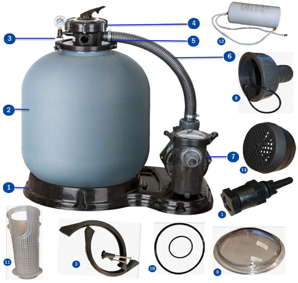 Pezzi di Ricambio Filtro a Sabbia Gre FS500