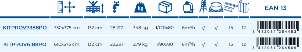 Piscina Gre Santorini 610x375x132 KITPROV6188PO