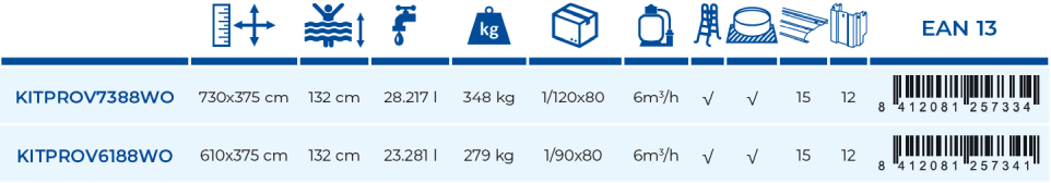 Piscina Gre Amazonia 610x375x132 KITPROV6188WO