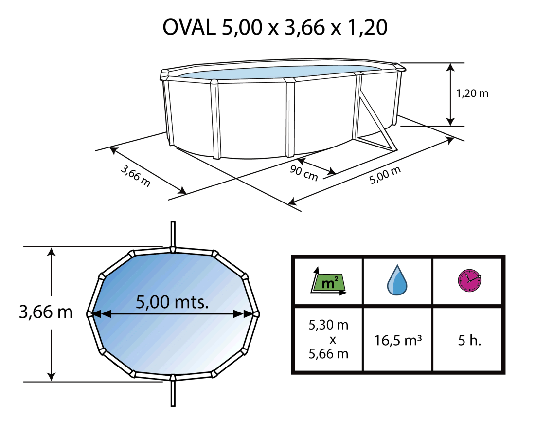 Piscina Toi Antracite Mallorca 500x366x120 cm 8880
