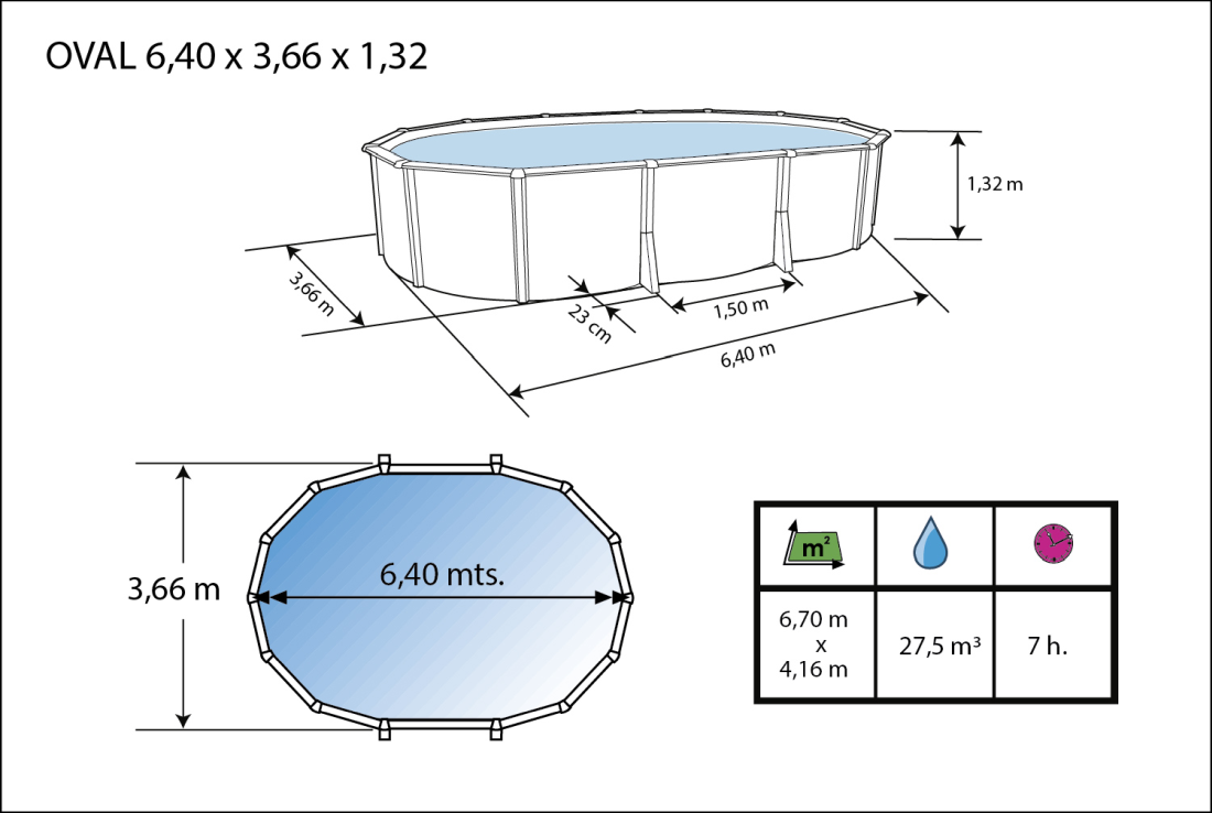 Piscina Toi Antracite Ibiza Compact 640x366x132 cm 8884