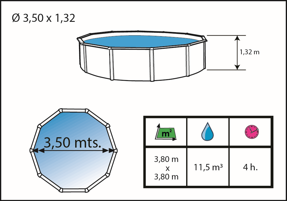 Piscina Toi Antracite Magnum Compact 350x132 cm 8939