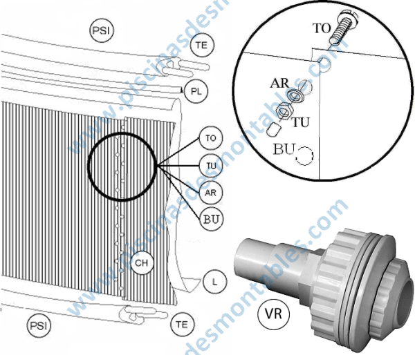 Ricambi Piscine Toi 350x90 cm