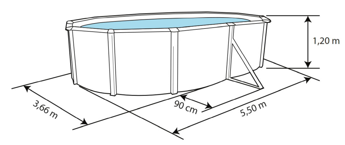Piscina Toi Silver Ovale 550x366x120